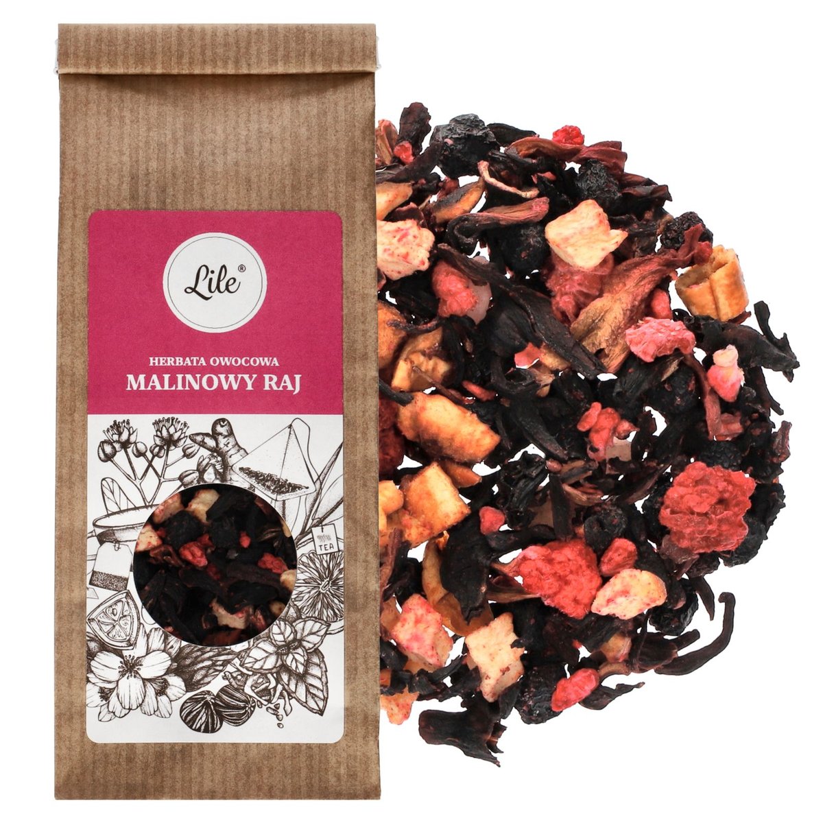 Herbata owocowa smakowa Malinowy Raj 80g Lile P29989