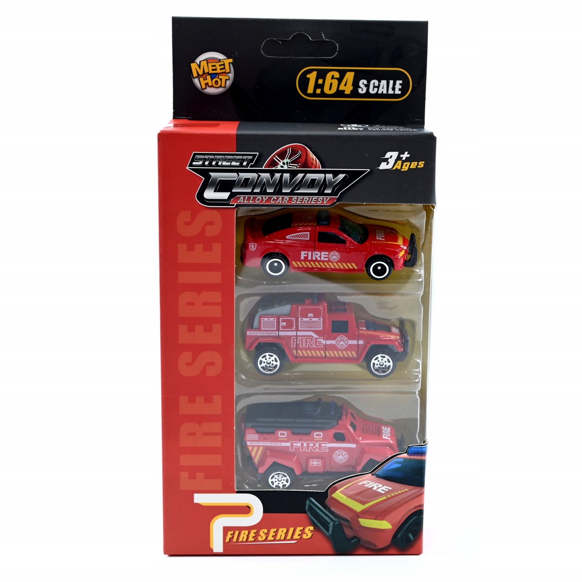STRAŻ POŻARNA SAMOCHODY METALOWE AUTA ZESTAW 3SZT