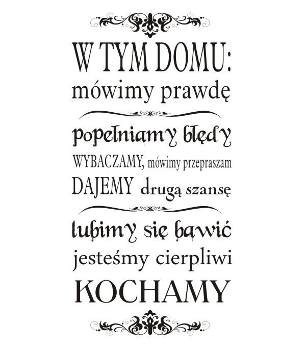 Napis na ścianę, naklejka 120x60cm wybór koloru - W tym domu - 174