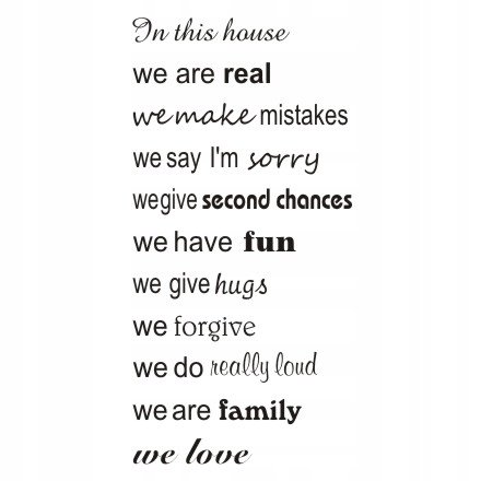 Napis na ścianę naklejka 100x50cm wybór koloru cytat - In this house 219