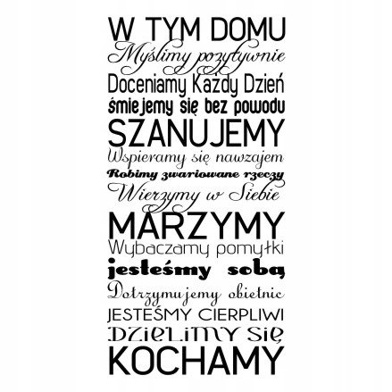 Napis na ścianę cytat naklejka 100x50cm wybór koloru - W tym domu - 165