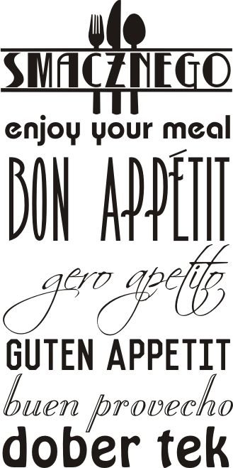 Napis na ścianę naklejka 120x60cm wybór koloru - Enjoy your meal - 141