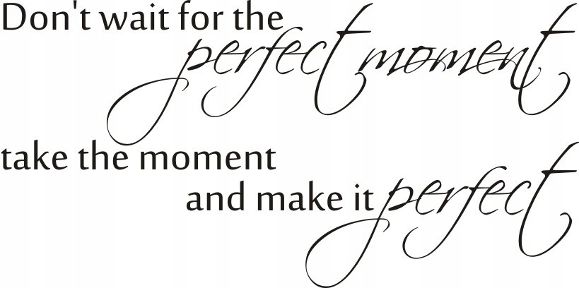 Napis na ścianę naklejka 100x50cm wybór koloru cytat -Perfect moment 121