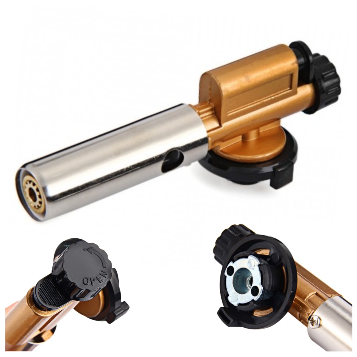 Palnik Gazowy Ręczny Żeliwny Piezo Zapłonem Metalowy Opalarka