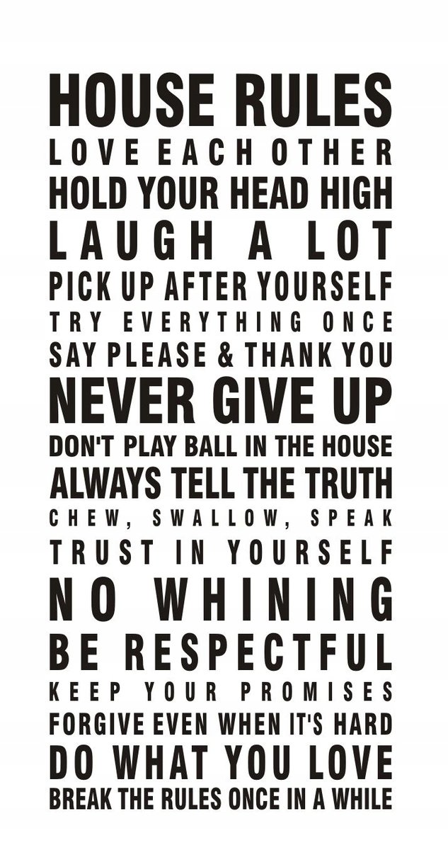 Napis na ścianę naklejka 120x60cm wybór koloru zasady - House rules.. 14
