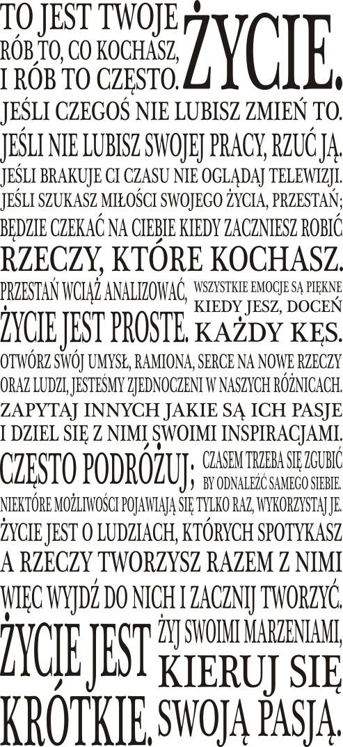 Napis na ścianę naklejka 120x60cm wybór koloru To jest twoje życie... 29