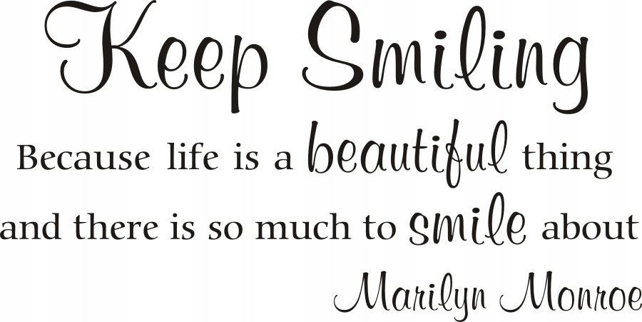 Napis na ścianę naklejka 100x50cm wybór koloru cytat -Keep smiling... 47