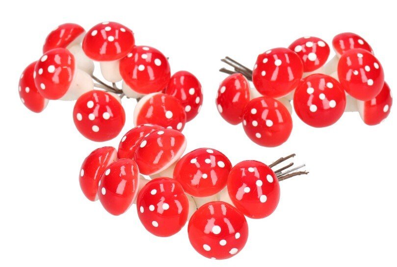 GRZYBKI DEKORACYJNE MUCHOMORKI 24SZT STROIK