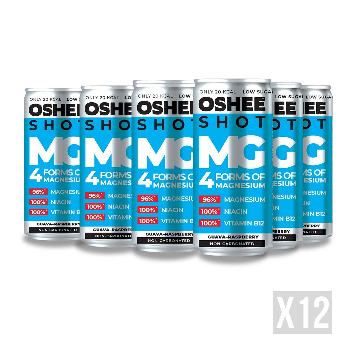 12x OSHEE PRO Shot Magnez  guawa - malina 200ml