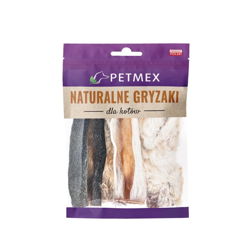 Zdjęcia - Karma dla kotów Petmex  Ucho królika z futrem 4szt naturalny gryzak dla KOTA 25g 