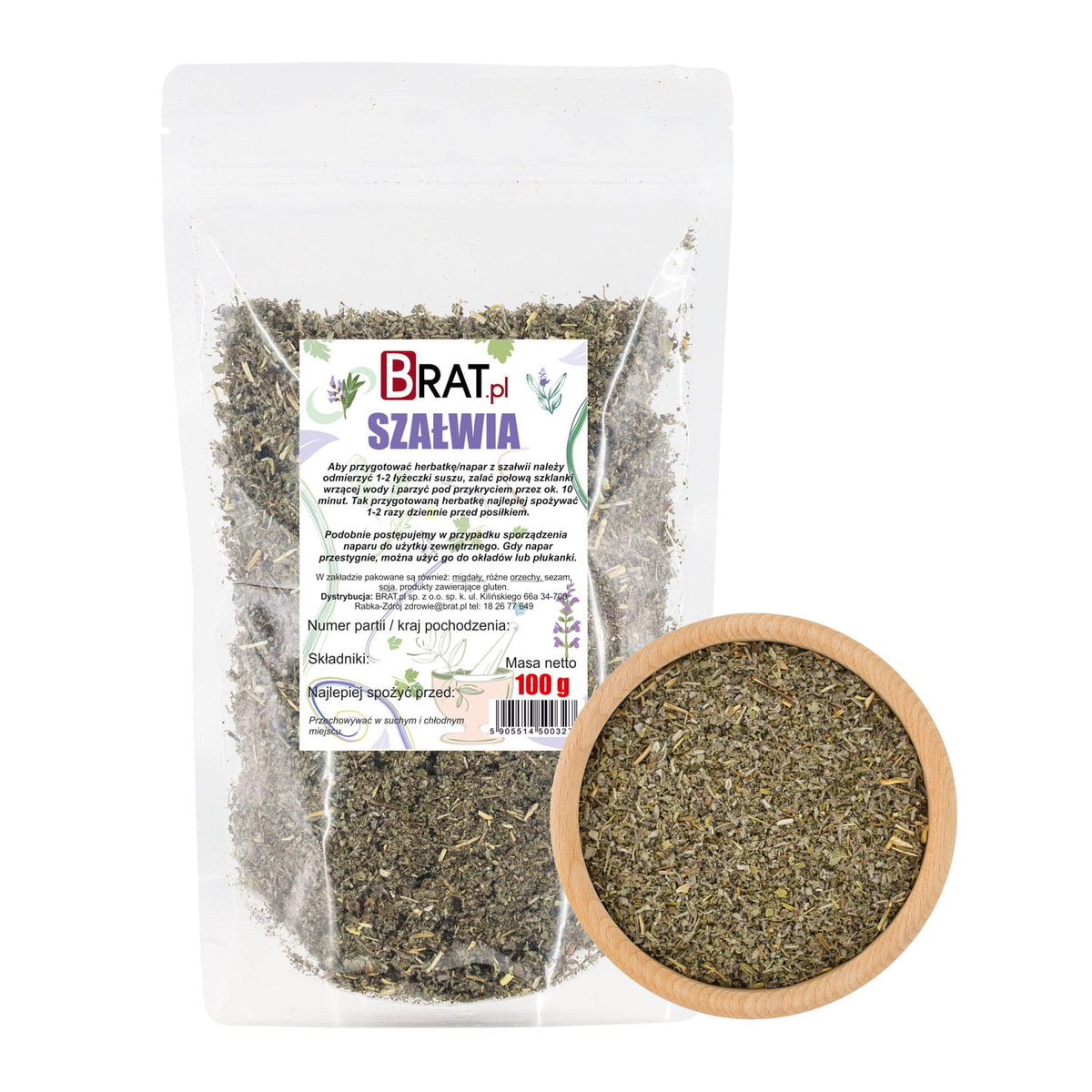 Szałwia 100g Wysoka jakość 100% Naturalna