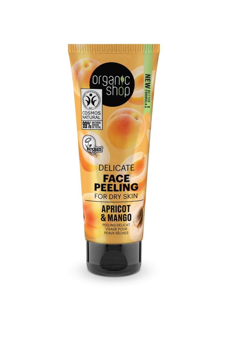 Organic Shop, Delikatny Peeling do Twarzy do cery suchej, Morela i Mango, 75 ml