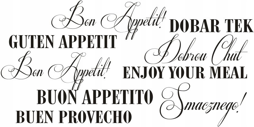 Napis na ścianę, naklejka 75x38cm wybór koloru - Smacznego - 156