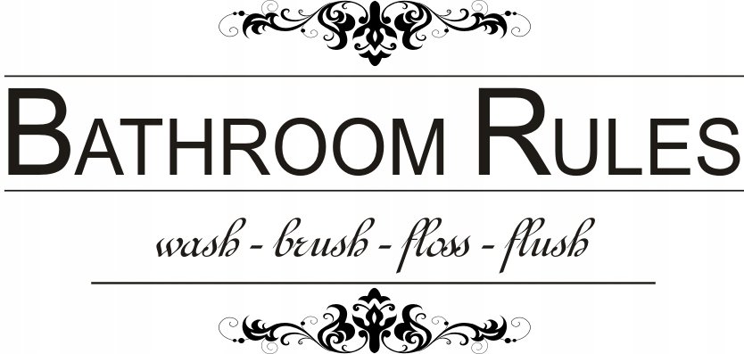 Napis na ścianę, naklejka 75x38cm wybór koloru - Bathroom rules - 124