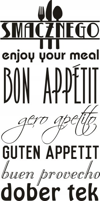 Napis na ścianę, naklejka 75x38cm wybór koloru - Enjoy your meal - 141