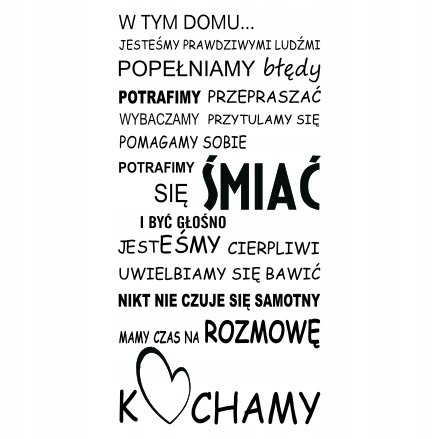 Napis na ścianę, naklejka 75x38cm wybór koloru - W tym domu - 171