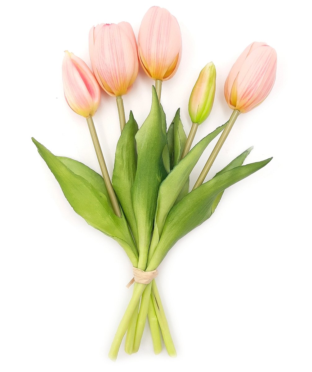 Tulipany silikonowe jak żywe różowe bukiet 5 sztuk gumowe 25 cm