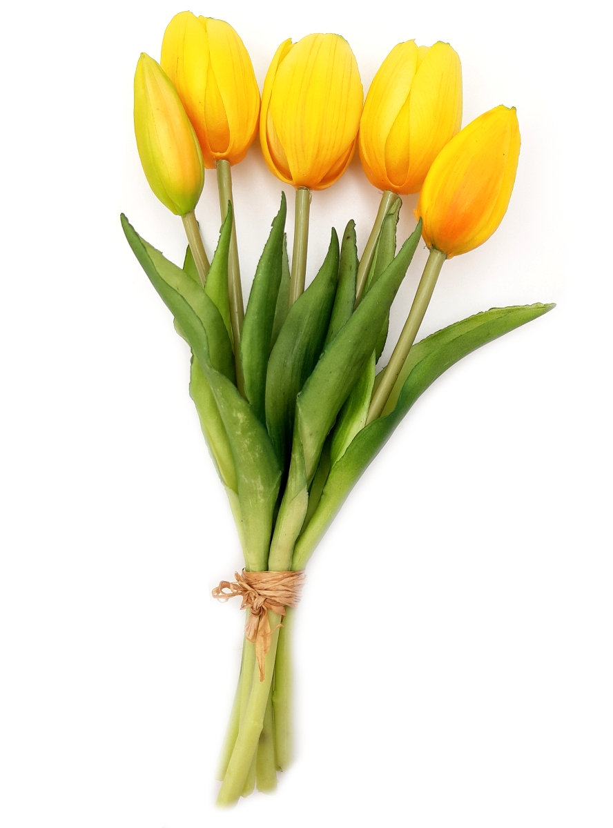 Tulipany silikonowe jak żywe pomarańczowe bukiet 5 sztuk gumowe 25 cm