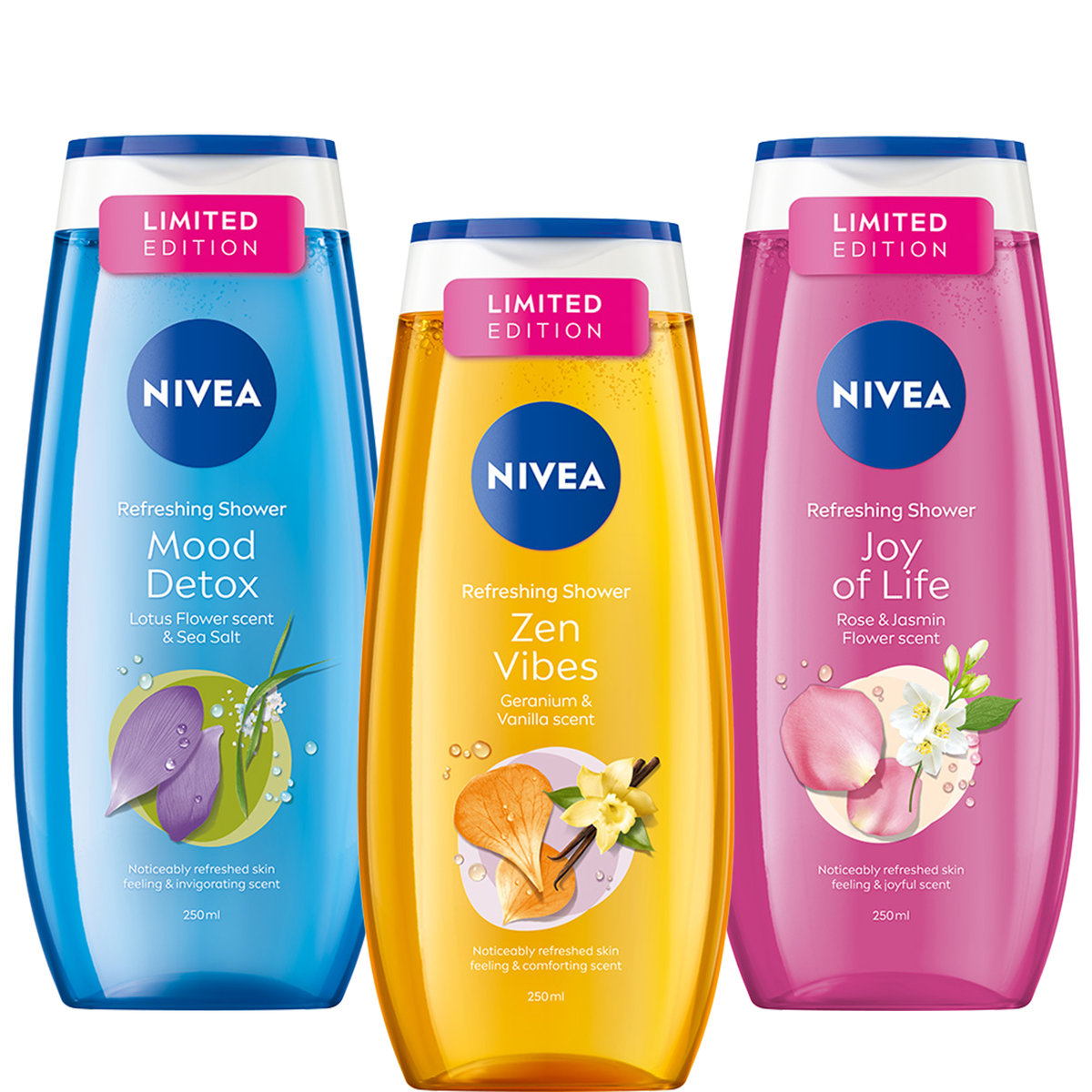 Nivea, Zestaw Żeli Pod Prysznic Z Edycji Limitowanej, 3x250ml