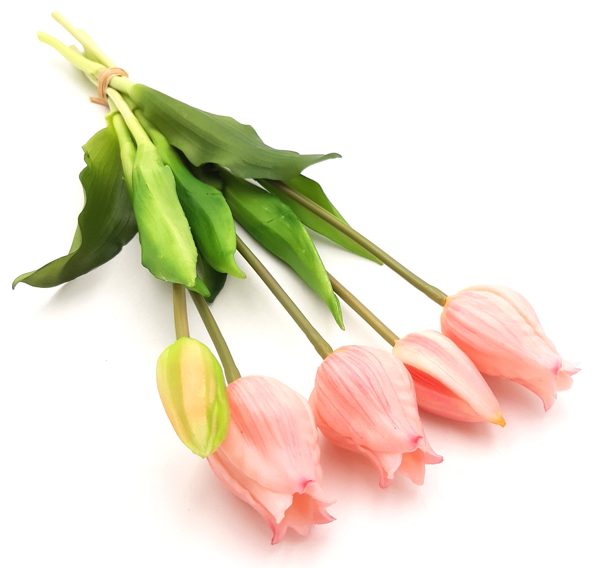 Tulipany silikonowe jak żywe różowe jasne bukiet 5 sztuk gumowe 39 cm