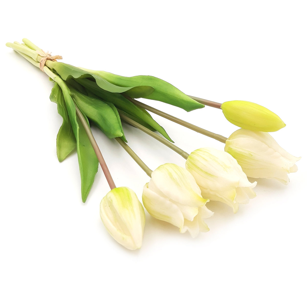 Tulipany silikonowe jak żywe białe bukiet 5 sztuk gumowe 39 cm
