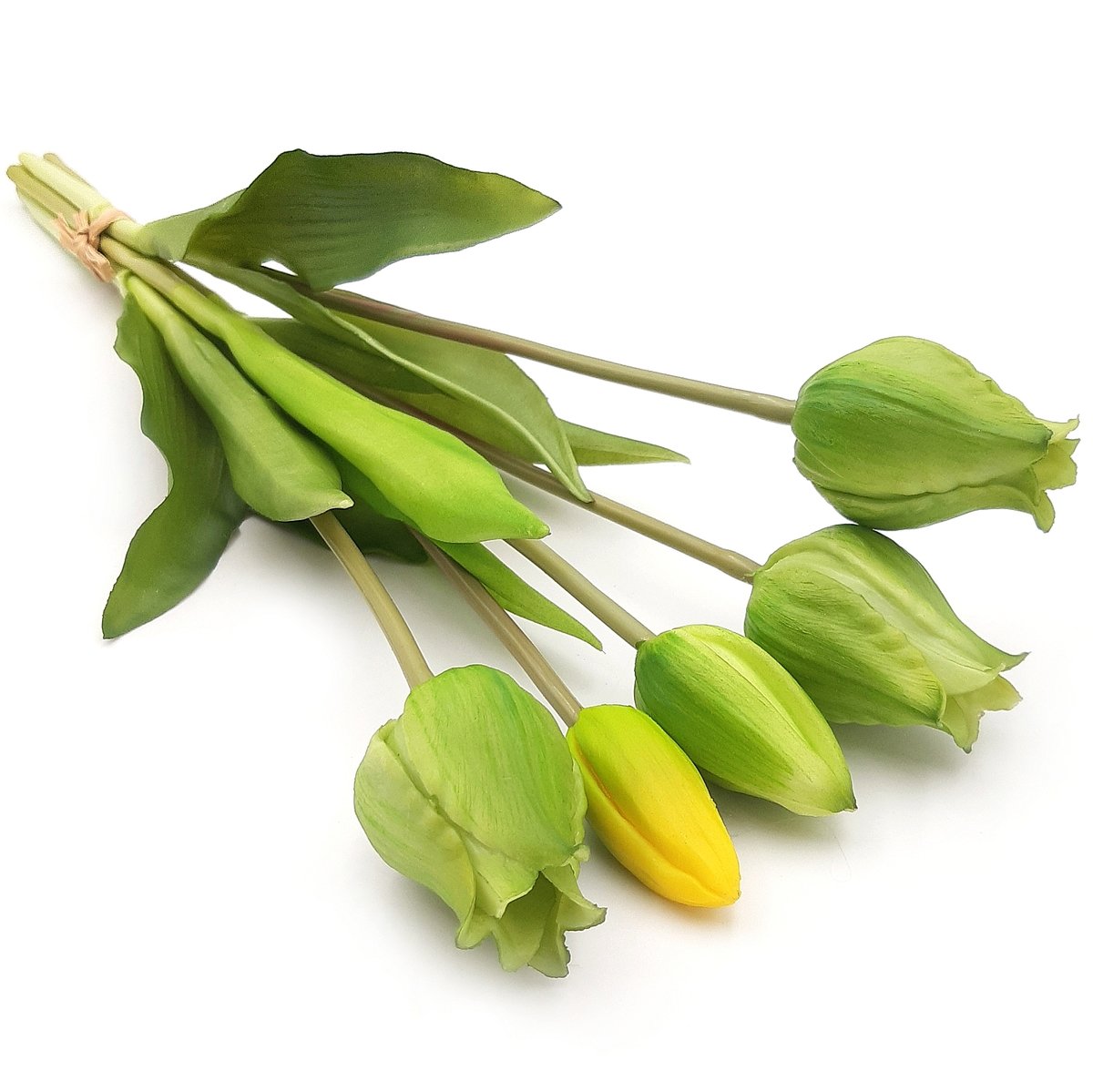 Tulipany silikonowe jak żywe zielone bukiet 5 sztuk gumowe 39 cm