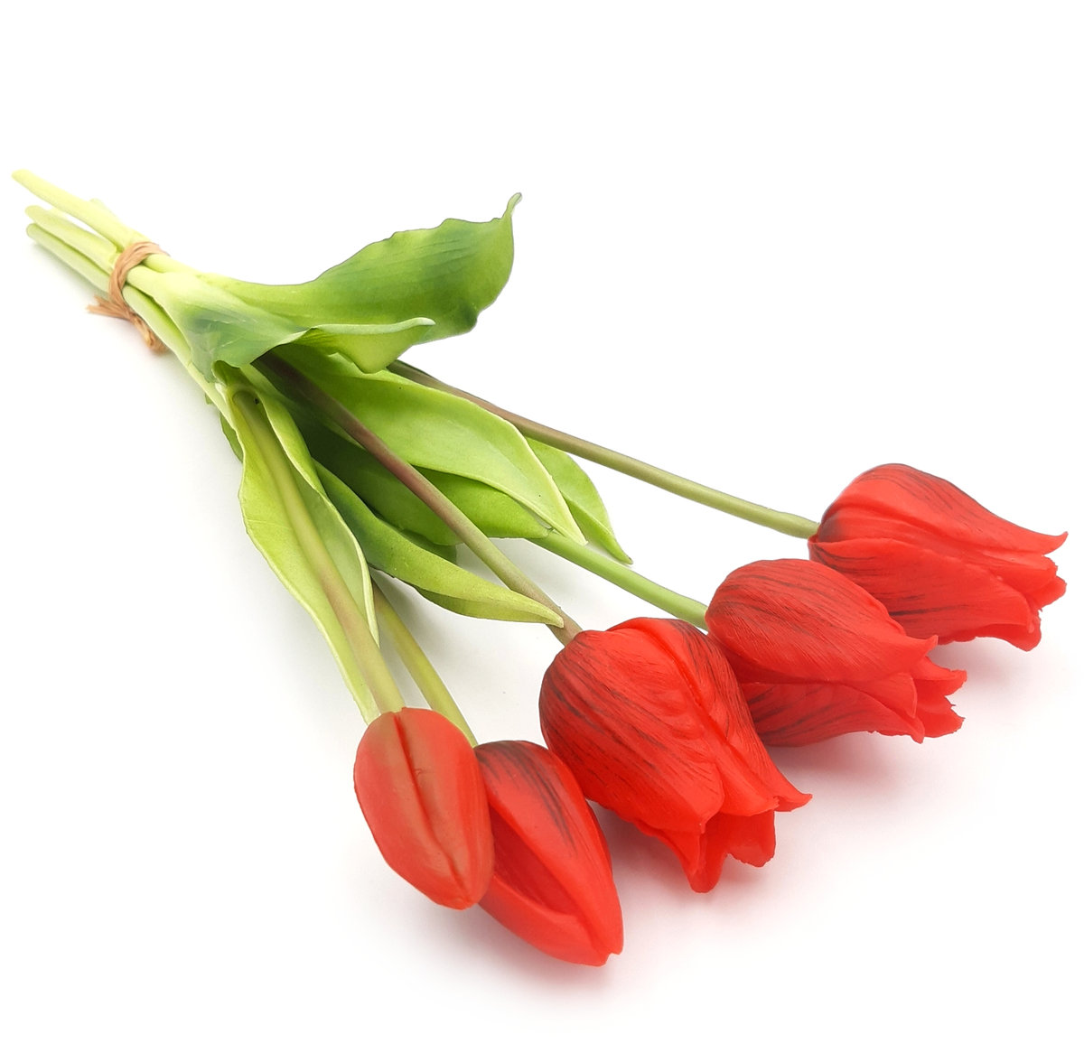 Tulipany silikonowe jak żywe czerwone bukiet 5 sztuk gumowe 39 cm