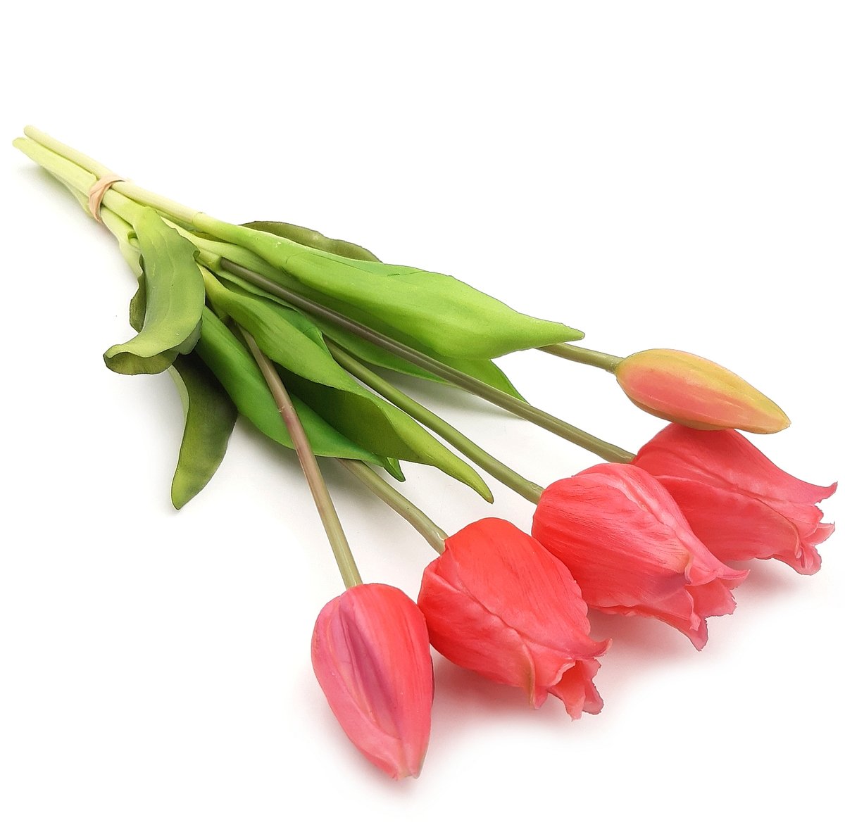 Tulipany silikonowe jak żywe różowe bukiet 5 sztuk gumowe 39 cm
