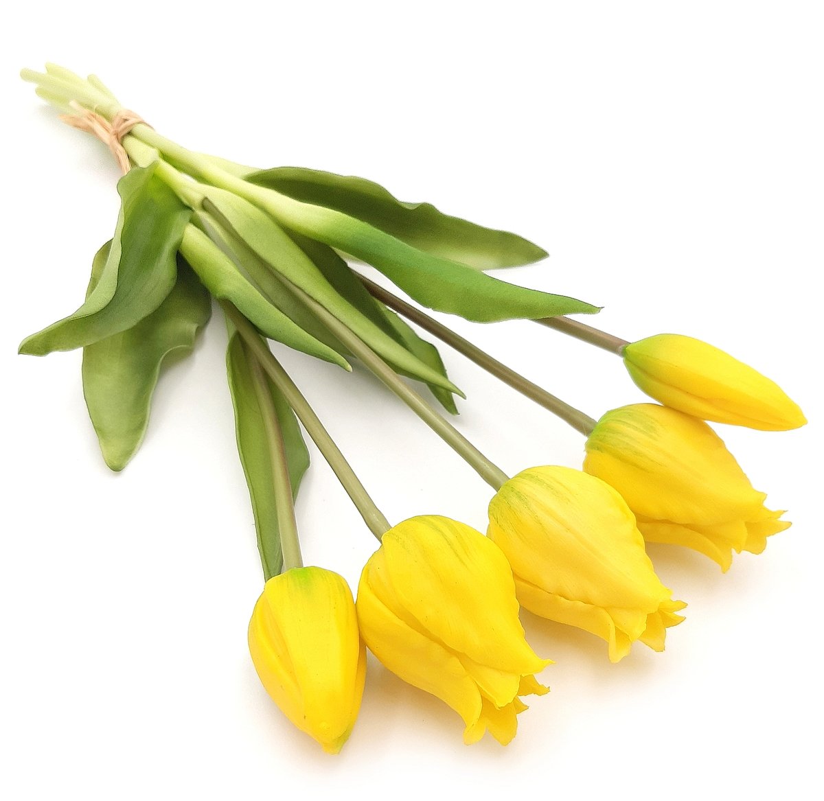 Tulipany silikonowe jak żywe żółte bukiet 5 sztuk gumowe 39 cm