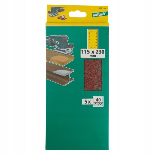 Wolfcraft Papier ścierny samoprzyczepny korund 115 x 230mm granulacja 40 (5szt.) 3182000