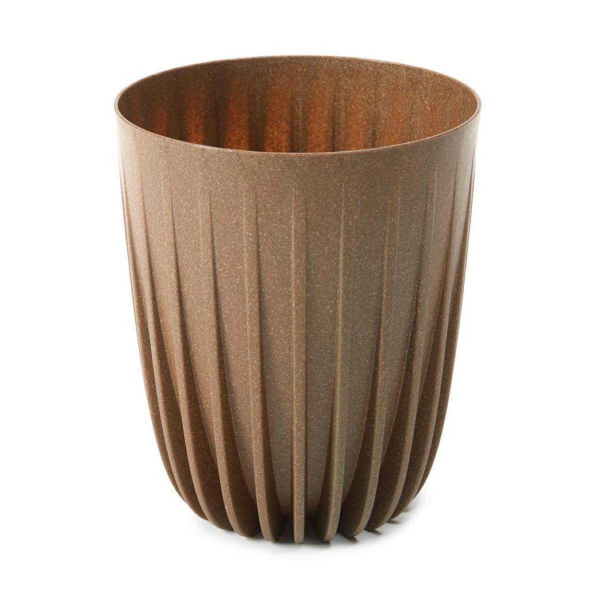 Wysoka doniczka DONICA prążki z tworzywa eko brąz25xh30 cm