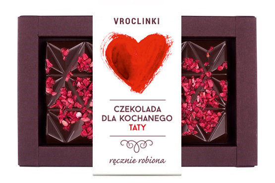 Czekolada gorzka z malinami - serce dla taty