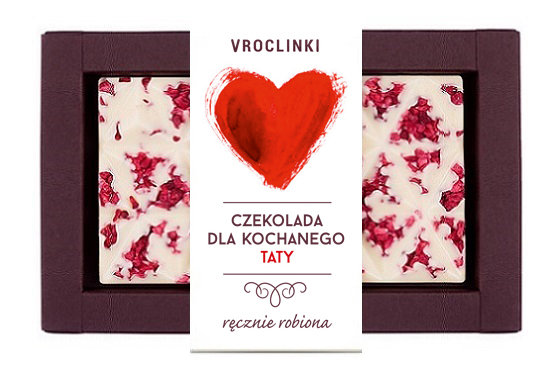 Czekolada biała z malinami - serce dla taty