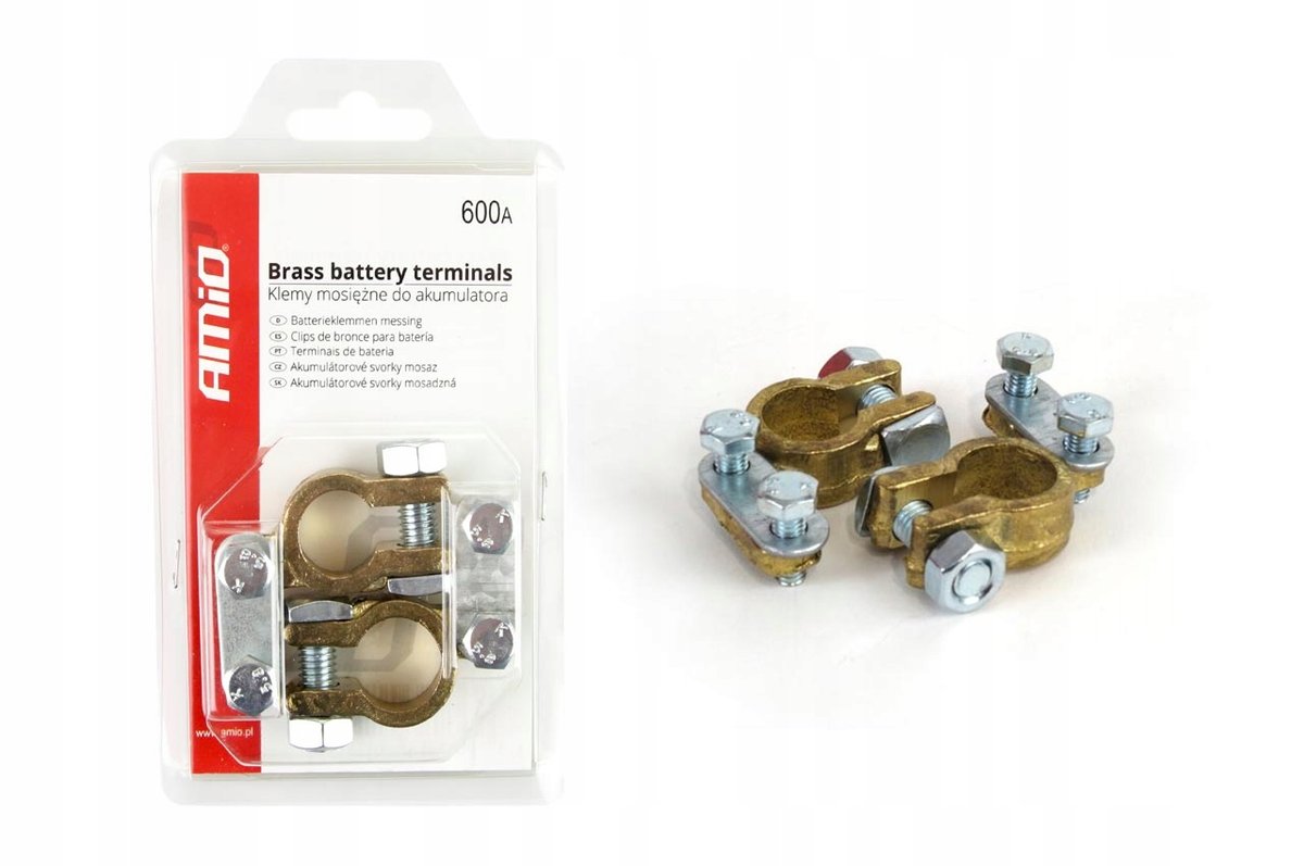 Mag-Nata 01161 Klemy akumulatora mosiężne 600AMP 2 sztuki w blistrze