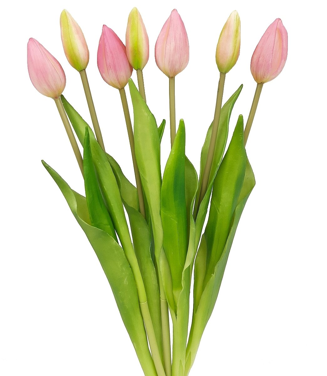 Tulipany silikonowe jak żywe liliowe bukiet 7 sztuk gumowe 44 cm zamknięte