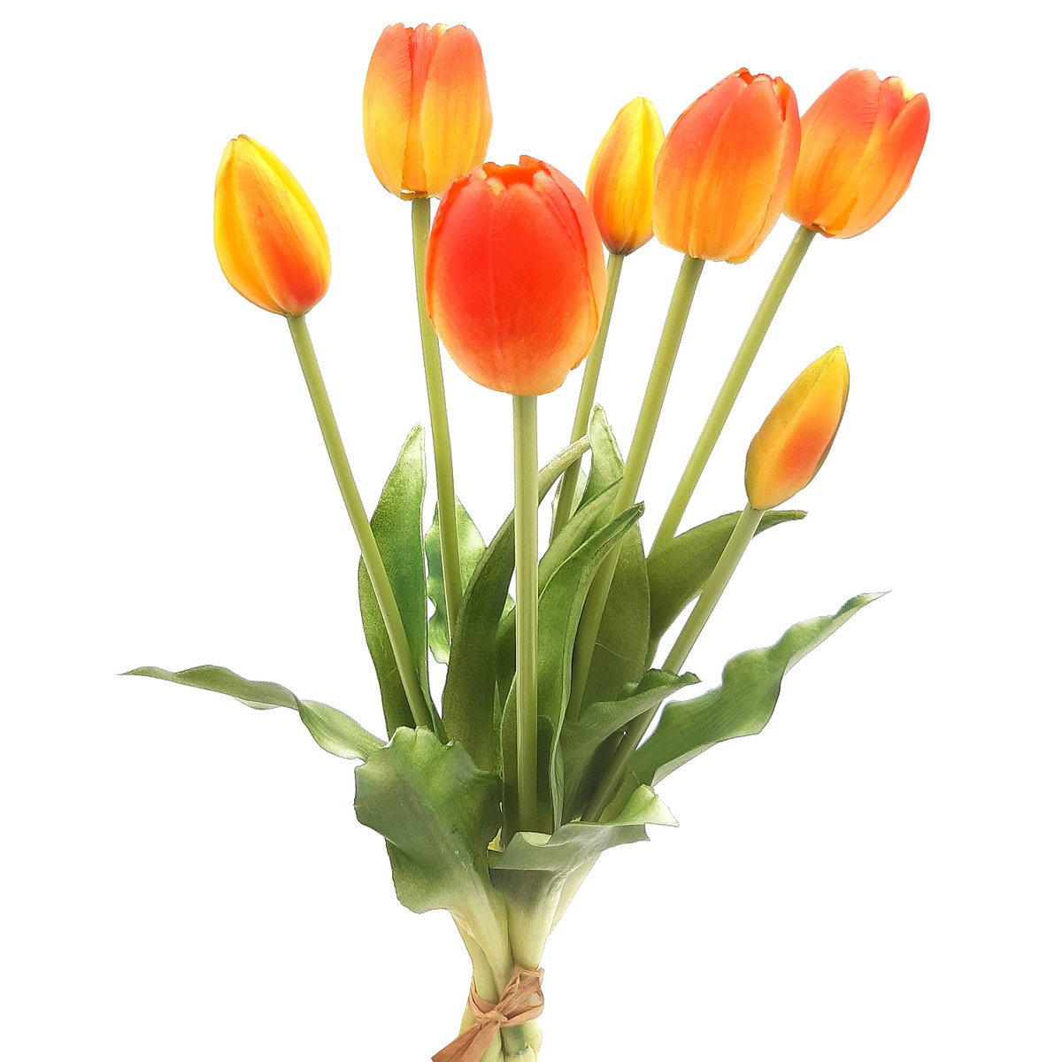 Tulipany silikonowe jak żywe pomarańczowe bukiet 7 sztuk gumowe 40 cm