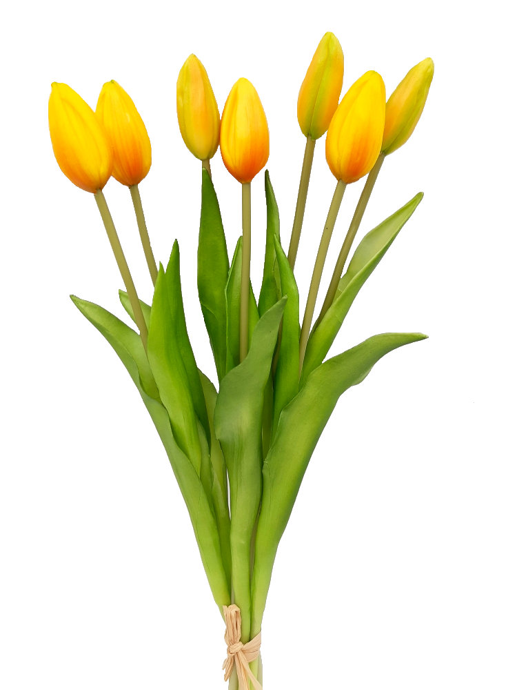 Zoom   Tulipany silikonowe jak żywe pomarańczowe bukiet 7 sztuk gumowe 44 cm zamknięte