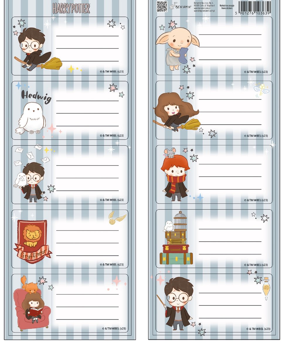 Beniamin Naklejki na zeszyty Harry Potter