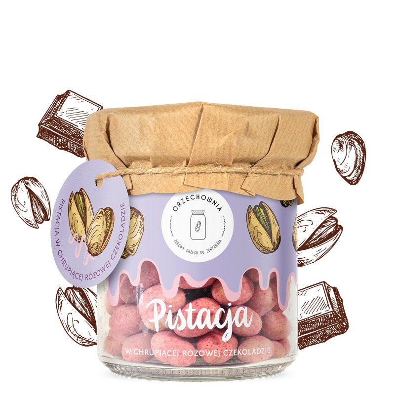 Pistacja w chrupiącej różowej czekoladzie 150g Orzechownia