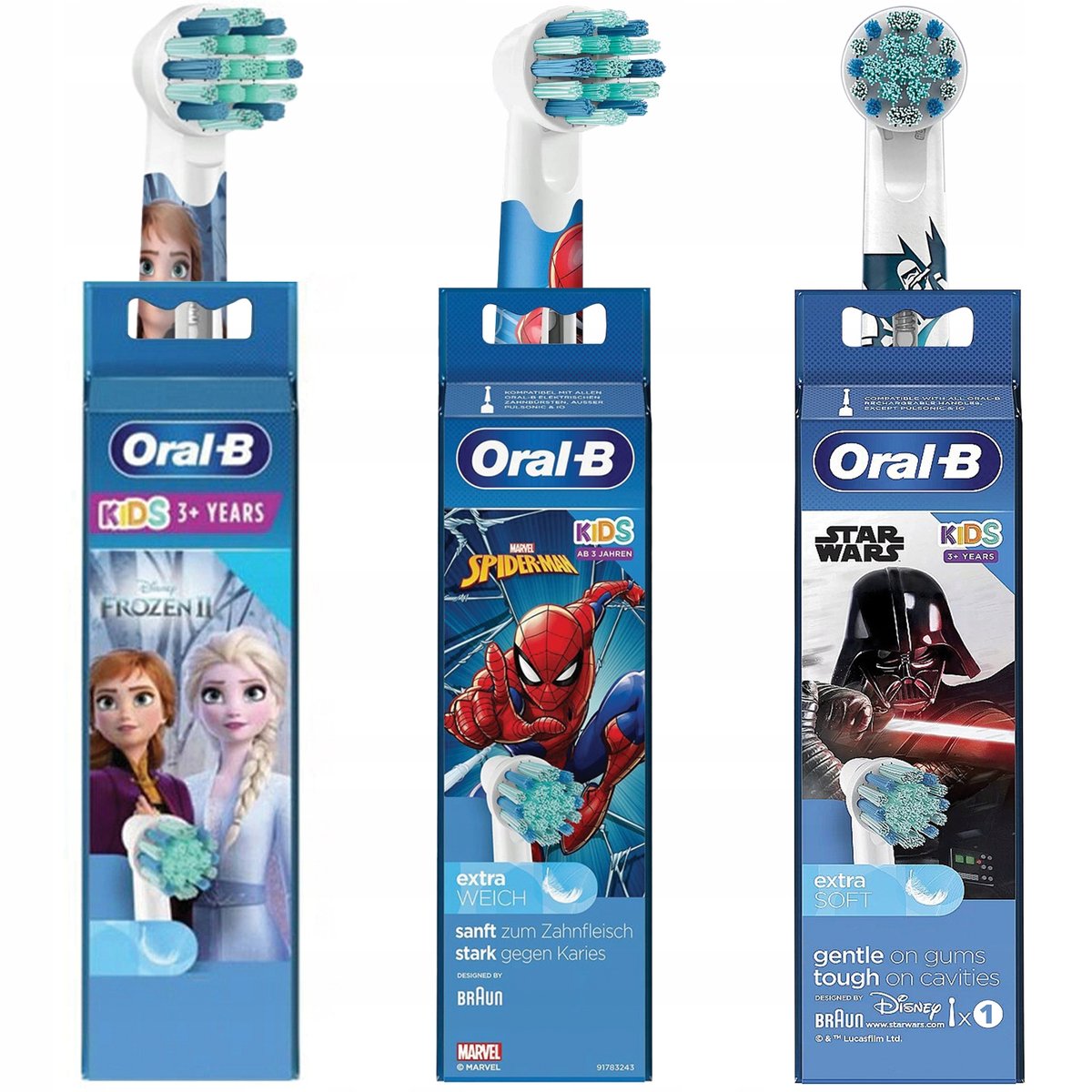 3 X Końcówka Oral-B Kids Disney Frozen Spiderman