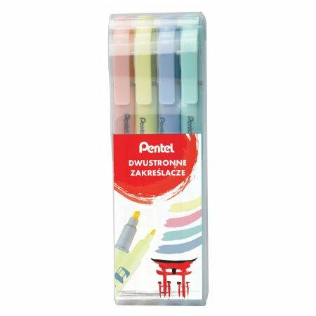 zakreślacz dwustronny pastel 4 kolory pentel