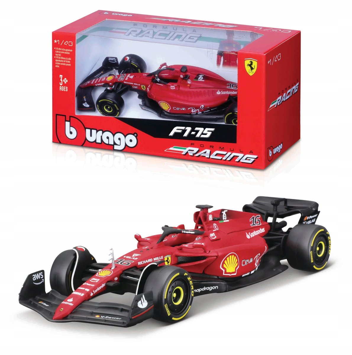 BOLID F1 Ferrari F1-75 Leclerc 1:43 BBURAGO 36832