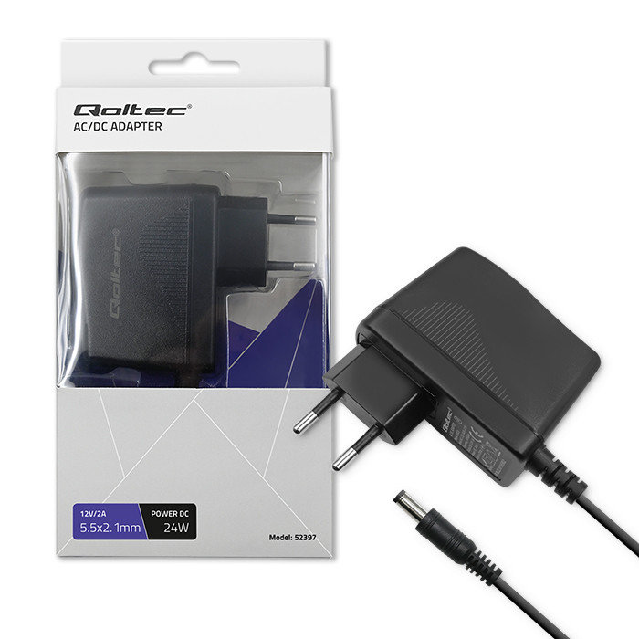 Qoltec Zasilacz wtyczkowy 24W 12V 2A 5.5*2.1