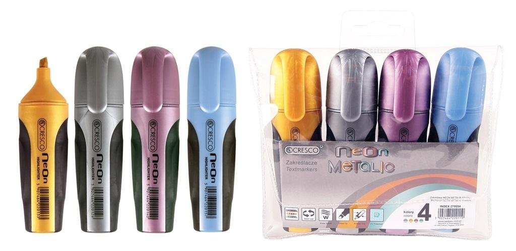 Zakreślacz Neon Metalic 4 Kolory Cresco