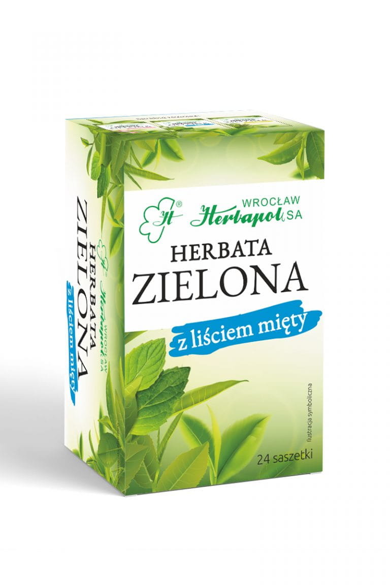 HERBAPOL Herbata zielona z liściem mięty, 24 saszetki - >>> WYSYŁKA w 24h 