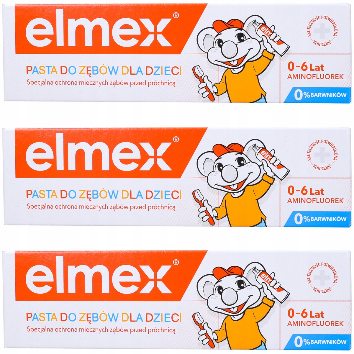 Elmex, Pasta Do Zębów Dla Dzieci 0-6 Lat, 3x50ml