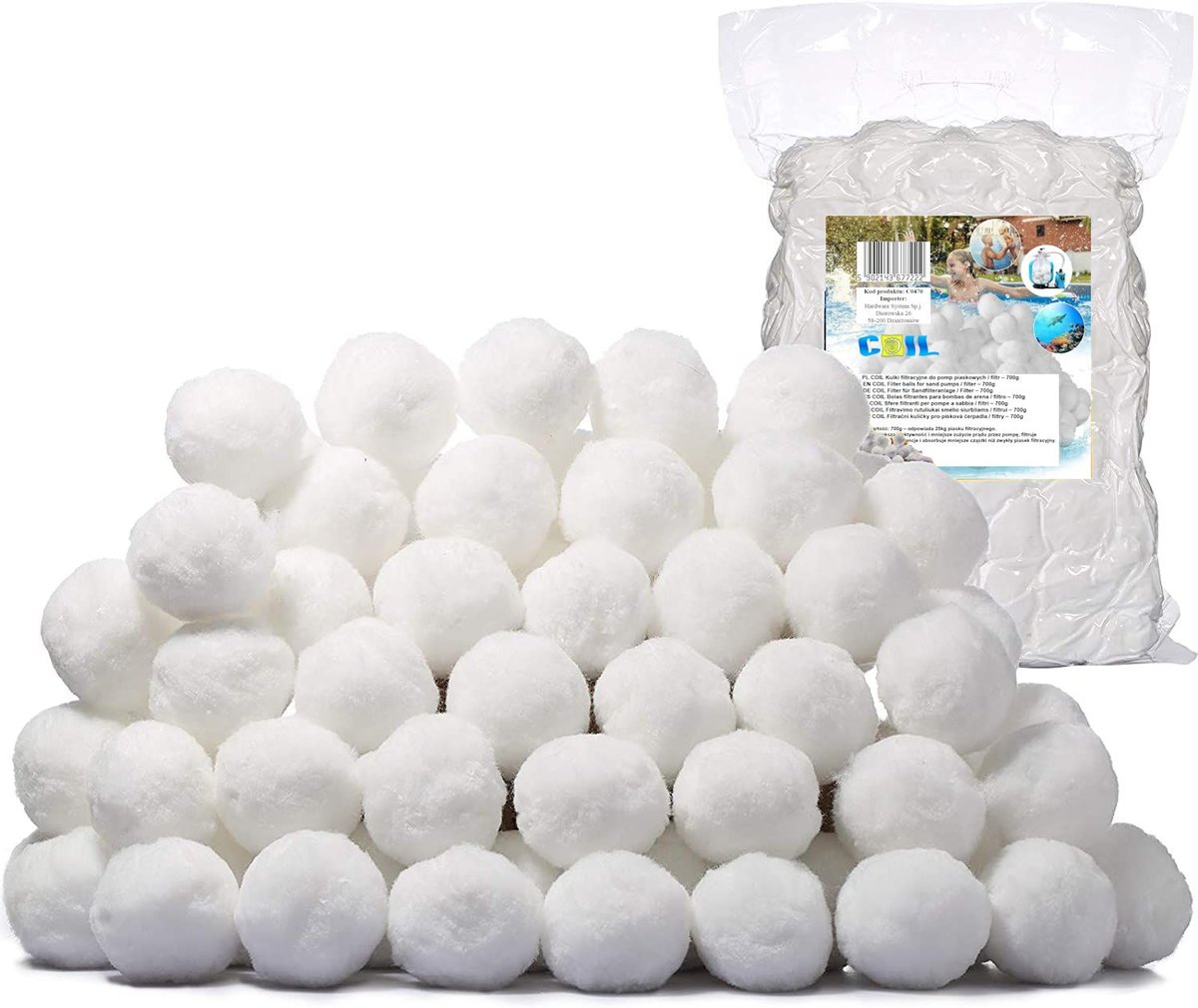 COIL Kulki filtracyjne do pompy piaskowej do basenu opakowanie 700g zastępuje 25kg piasku