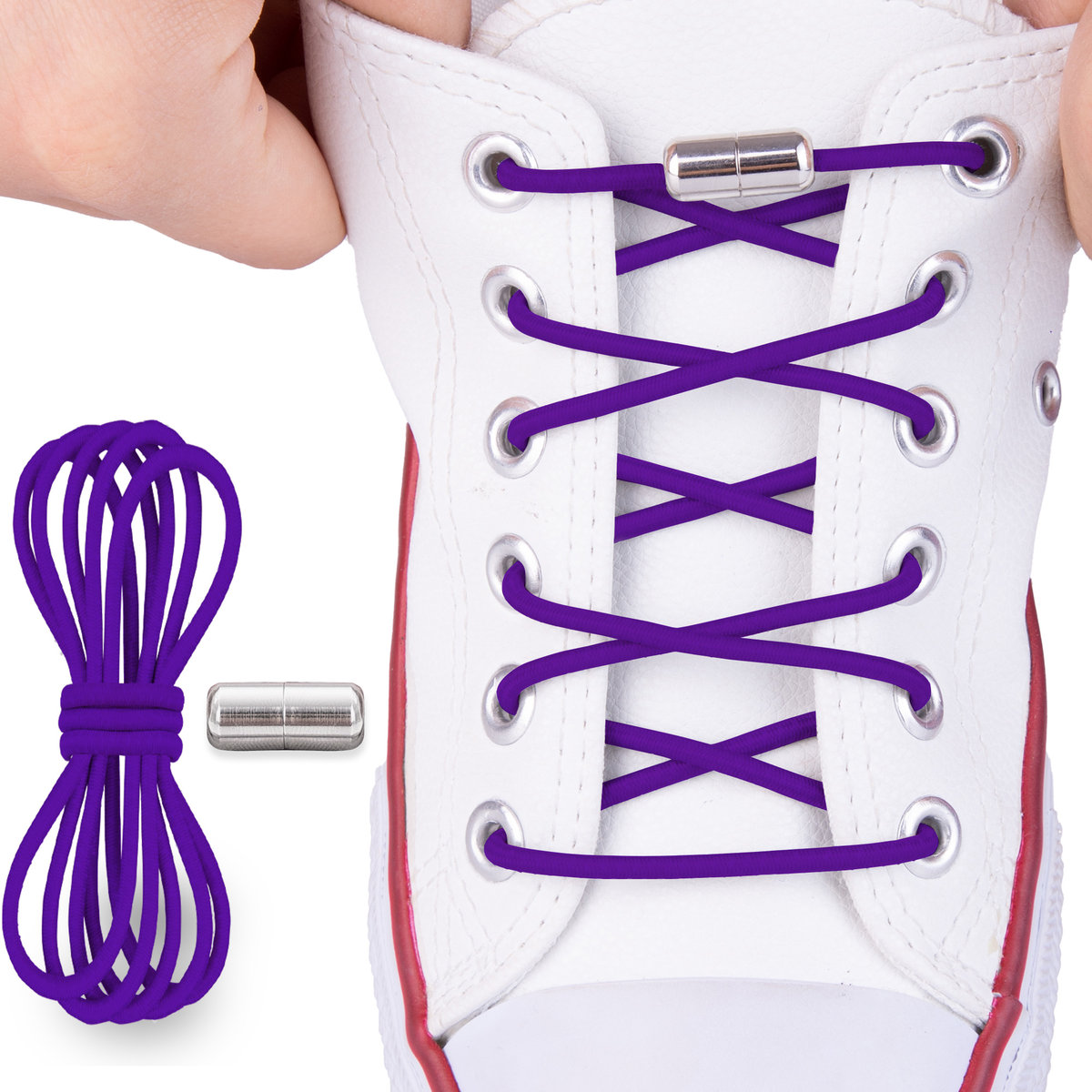 Sznurówki samozaciskowe elastyczne fioletowe sport