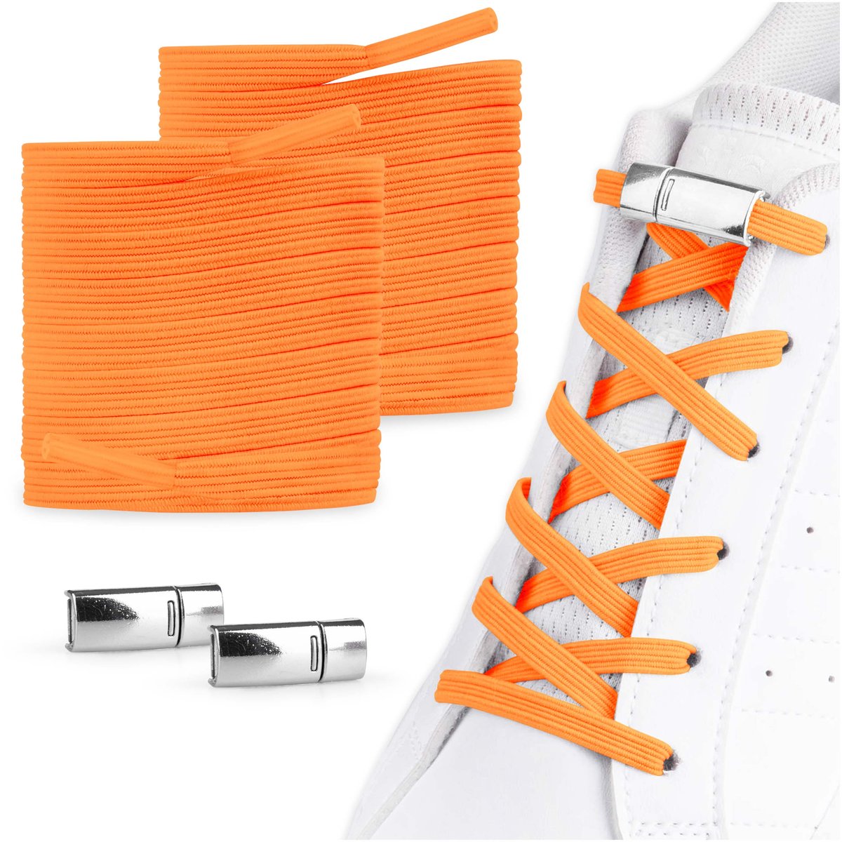 Płaskie sznurówki bez wiązania pomarańczowe