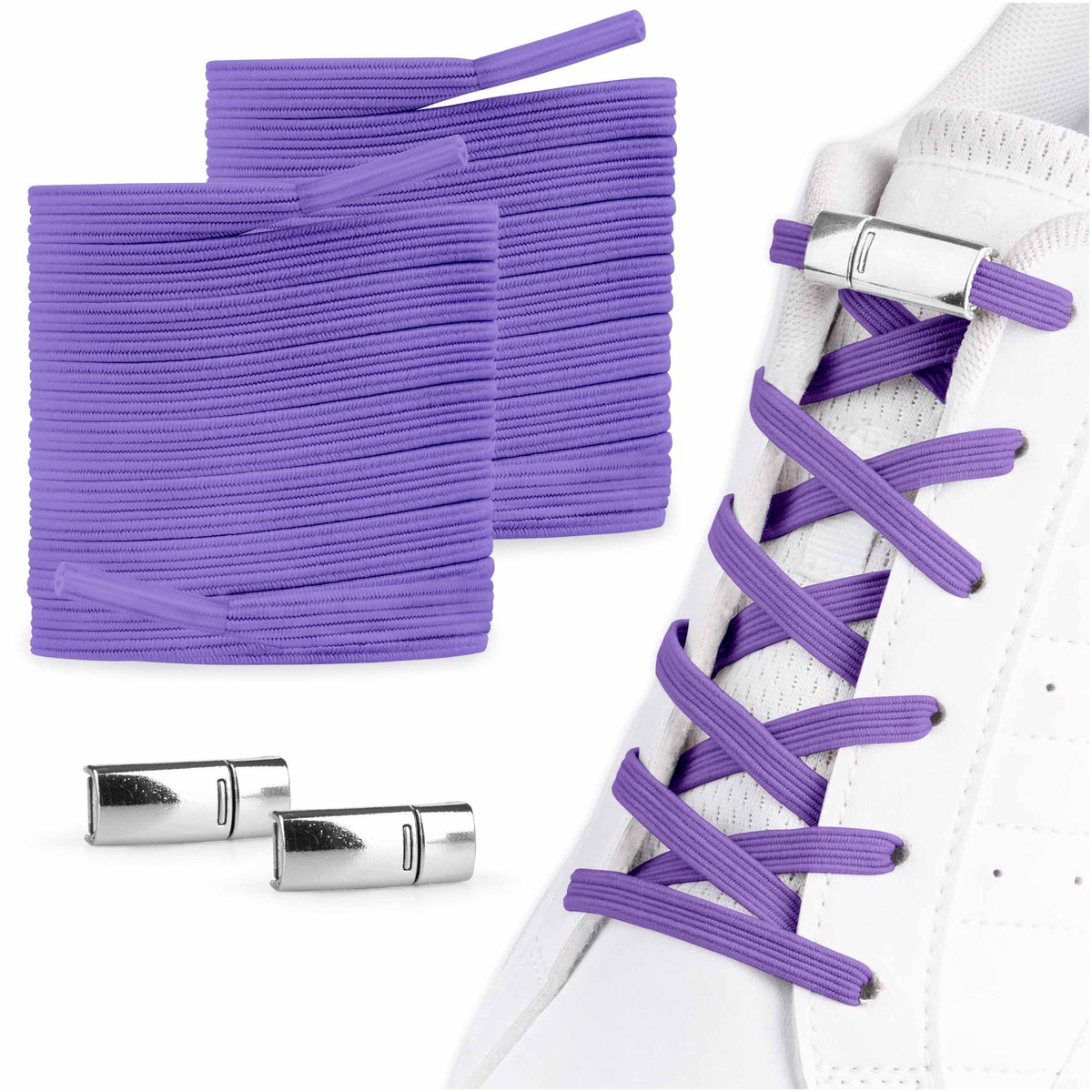 Sznurówki do trampek bez wiązania fioletowe